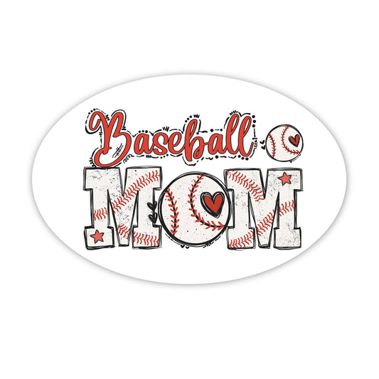 Baseball Mom Magnet - 4x6 Inch Oval for Car or Fridge | Proud Baseball Mom Gift, Made in USA