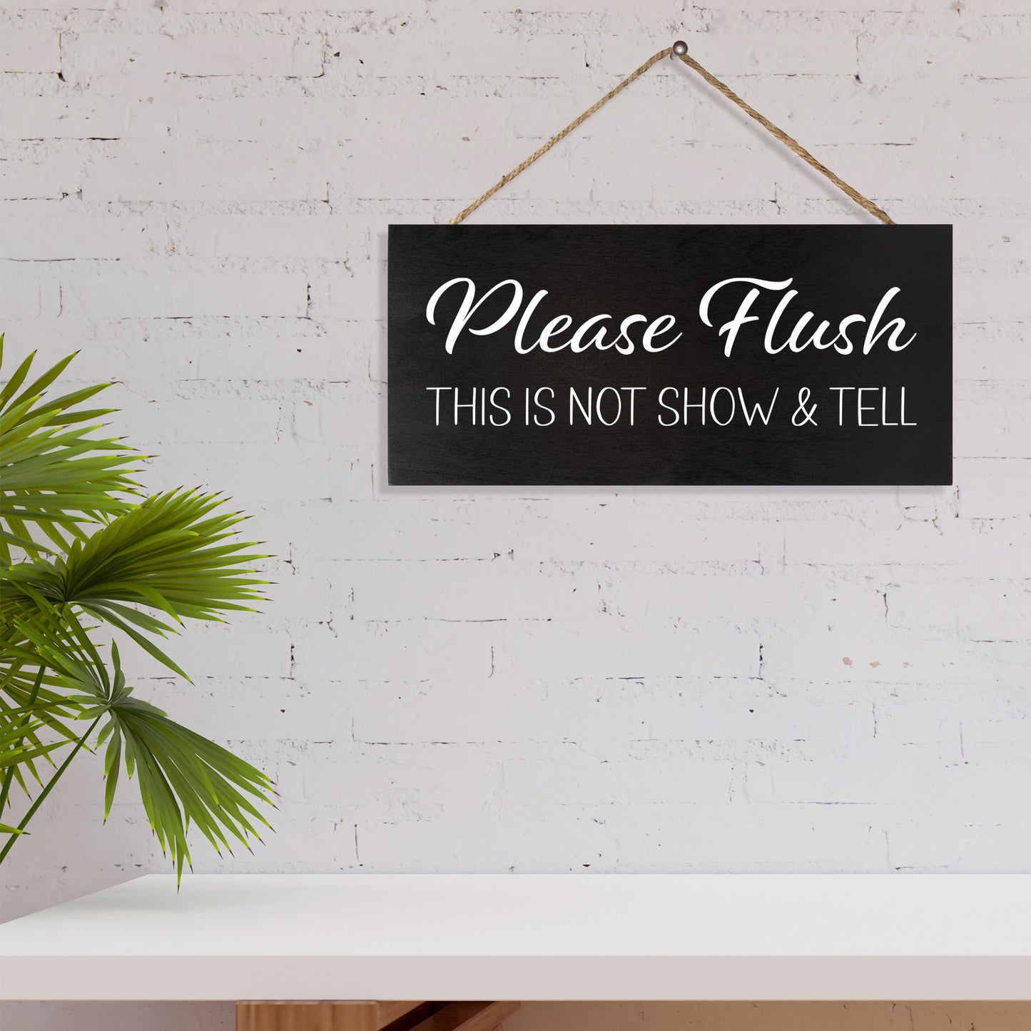 JennyGems Funny Bathroom Signs, Please Flush This Is Not Show and Tell Wood Sign, Farmhouse Bathroom Decor, Bathroom Decor Wall Art