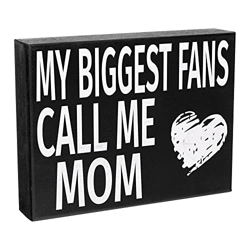 JennyGems Gifts for Mom, Mom Birthday Gifts, My Biggest Fans Call Me Mom, Mom Gifts Sign Decor Plaque, 8x6 Inch Wood Sign, Mom Signs for Home Decor