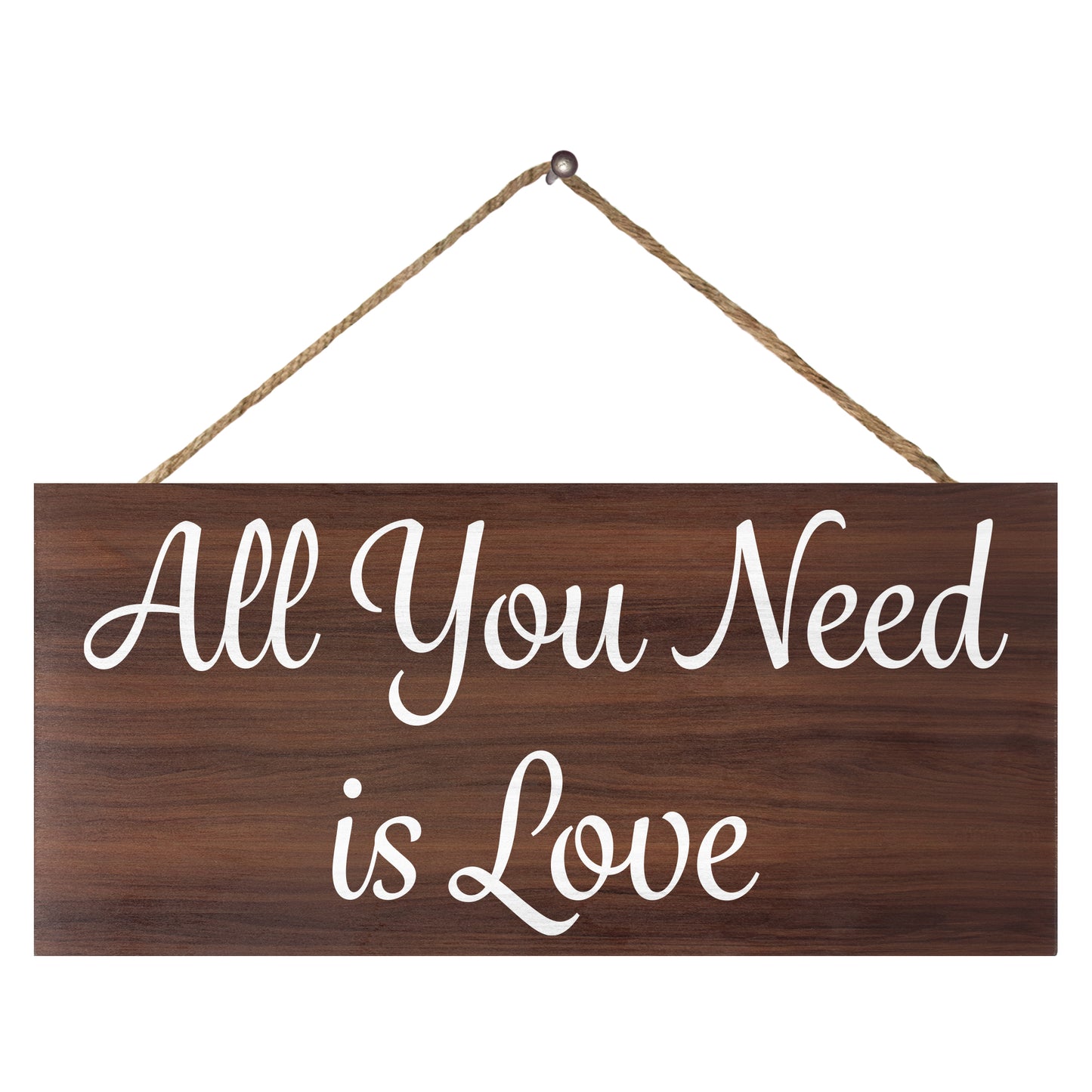 All You Need Is Love - Rustic Wedding Sign, Romantic Brown Wooden Decor for Weddings, Anniversary, or Home