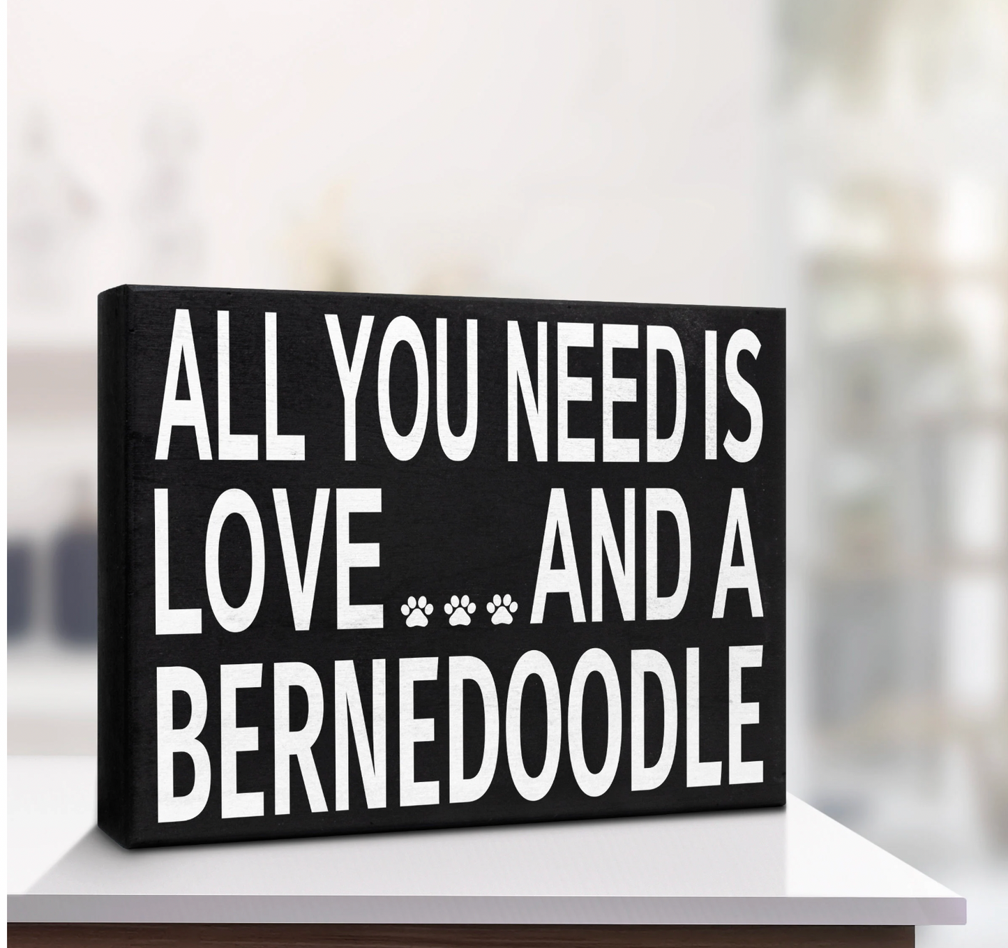 All You Need is Love and a Bernedoodle Sign – Funny Bernedoodle Decor, Dog Lover Gift , Wooden Wall Art