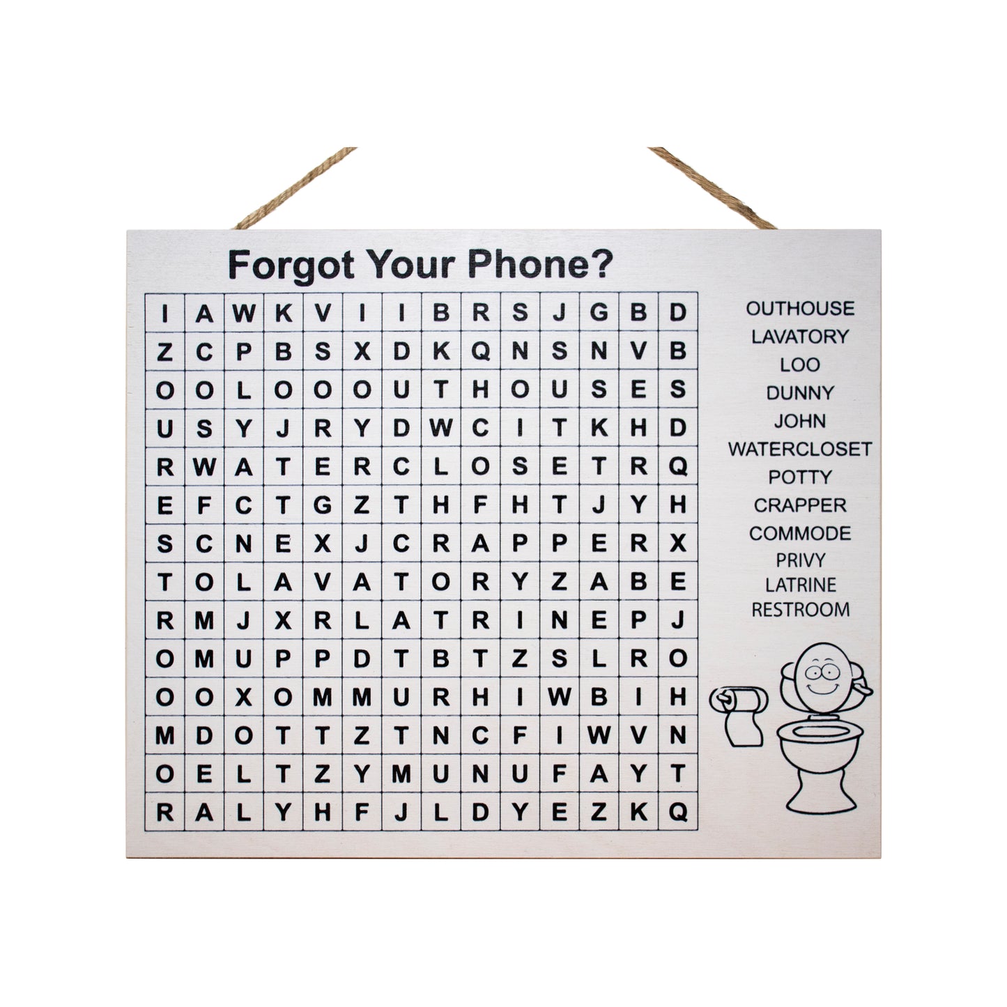 JennyGems Bathroom Accessories, Bathroom Wall Decor, Funny Bathroom Signs, Cute Bathroom Decor, Wood Sign, Forgot Your Phone Bathroom Word Search, 10x12 Inches, American Made