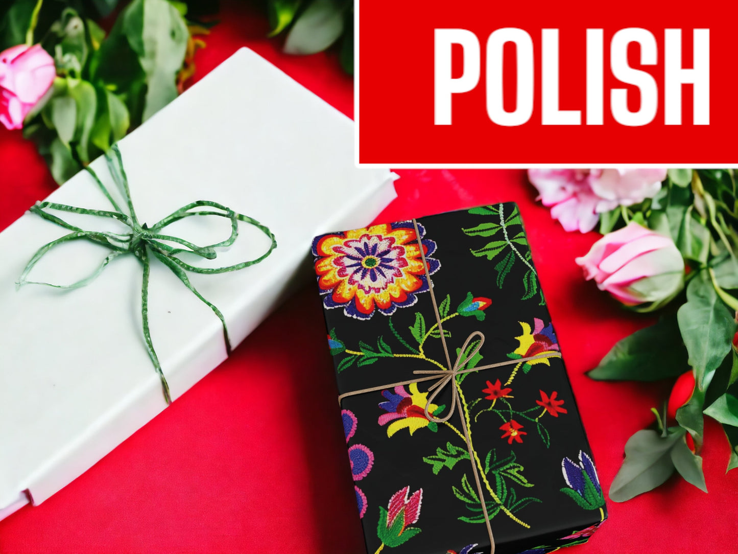 Polish Wrapping Paper - Polish Heritage Folk Art Gift Giving, High End, High Quality Custom Wrapping Paper, Luxurious Art Paper