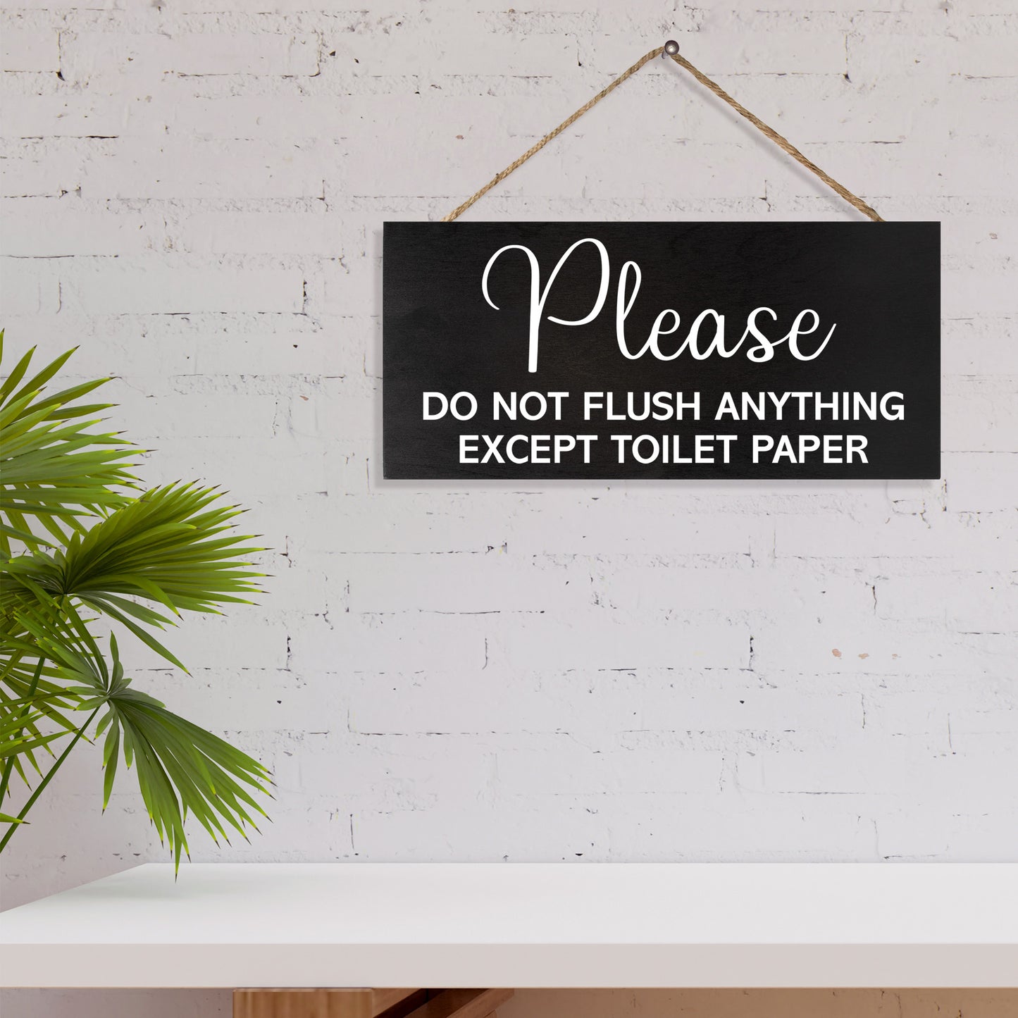 JennyGems Sensitive Plumbing Bathroom Sign, Do Not Flush Anything Except Toilet Paper Wood Sign, Septic System Bathroom Sign, Bathroom Decor Sign, Bathroom Sign for Vacation Rental Homes, Business, Offices