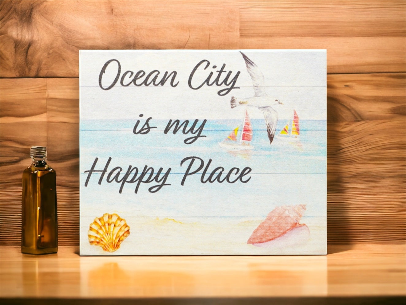 Ocean City is my Happy Place Wood Sign, Ocean City Gift and Decor