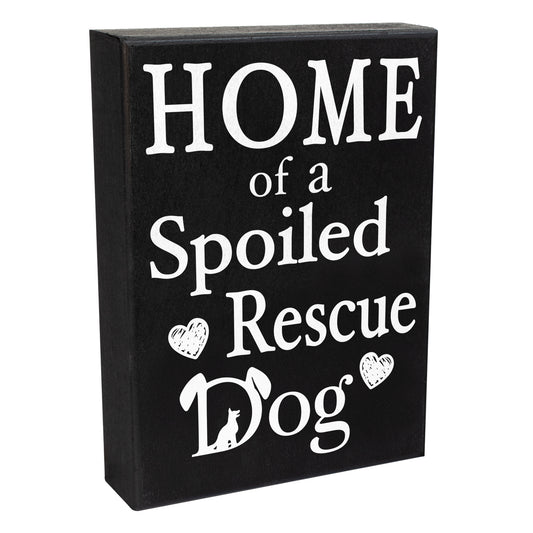 JennyGems Dog Accessories, Home Of A Spoiled Rescue Dog, Home Decor, Gift For Mom, Dog Stuff, 6x8 Wood Sign, Wall Art, Puppy Supplies, Cool Stuff, Desk Decor, Housewarming Gift, Wall Hanging