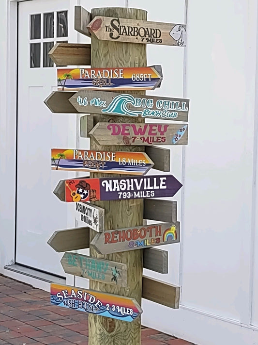 Destination Sign Arrow for Signpost, Directional Key West Style, Customized, Travel Journey of Love Gift Idea