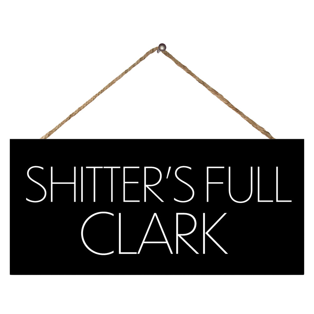 JennyGems Funny Bathroom Decor Shitters Full Clark Wood Sign, Guest Bathroom Wall Art Man Cave, Christmas Vacation Signs, Made in USA