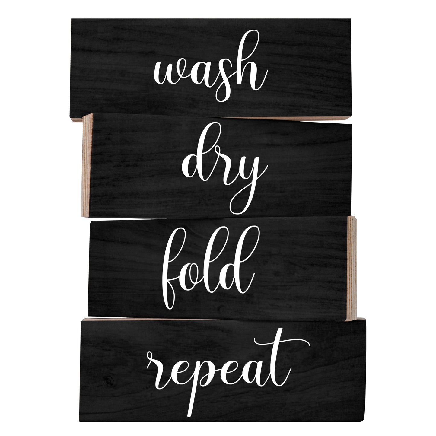 JennyGems Laundry Signs, Wash Dry Fold Repeat Set Of 4 Wooden Blocks, Farmhouse Laundry Room Decor, Made in USA