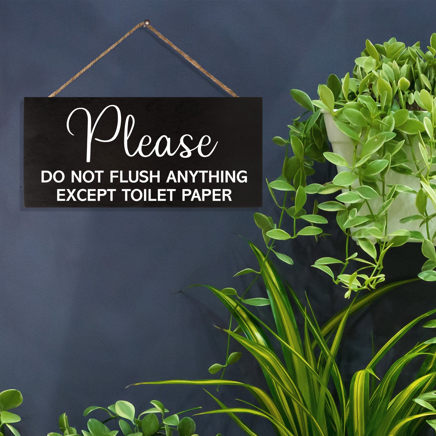 JennyGems Sensitive Plumbing Bathroom Sign, Do Not Flush Anything Except Toilet Paper Wood Sign, Septic System Bathroom Sign, Bathroom Decor Sign, Bathroom Sign for Vacation Rental Homes, Business, Offices