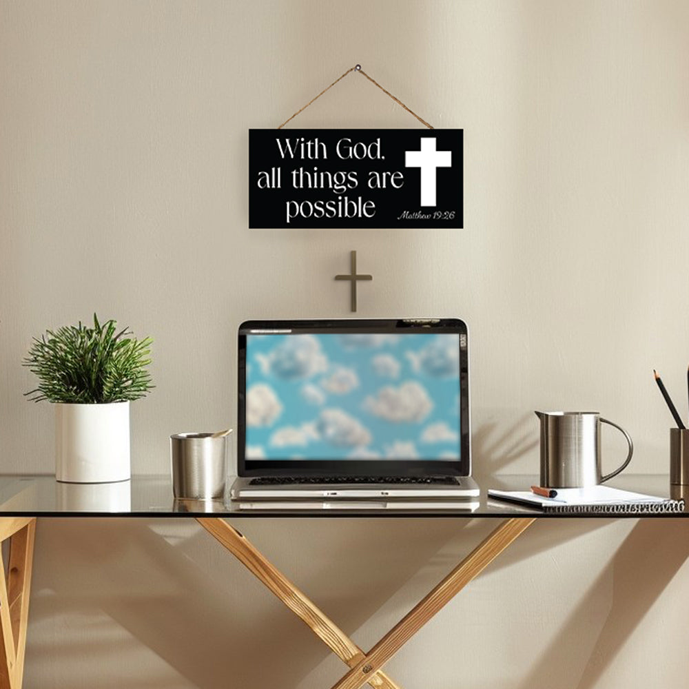 JennyGems With God All Things Are Possible Inspirational Bible Verse Decor, Faith-Based Christian Home Decoration, Scripture Wall Art