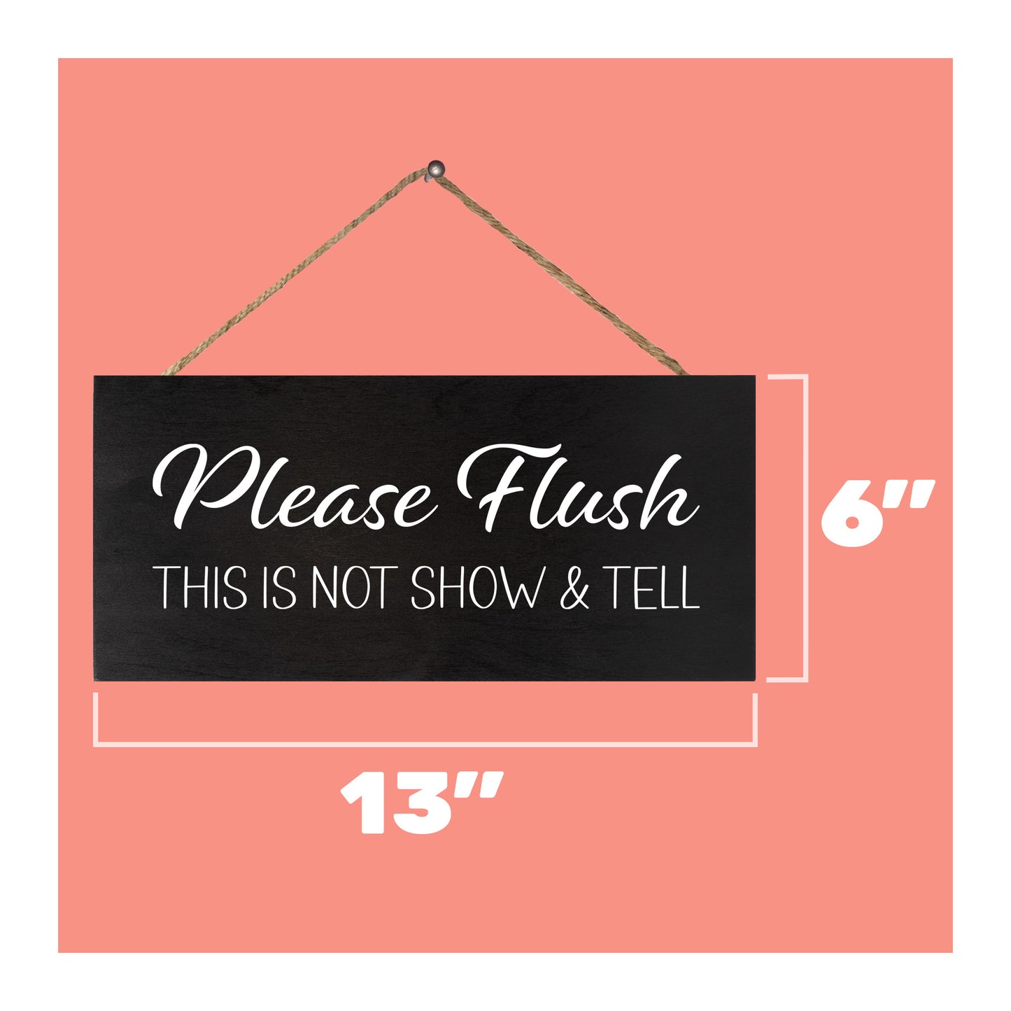 JennyGems Funny Bathroom Signs, Please Flush This Is Not Show and Tell Wood Sign, Farmhouse Bathroom Decor, Bathroom Decor Wall Art