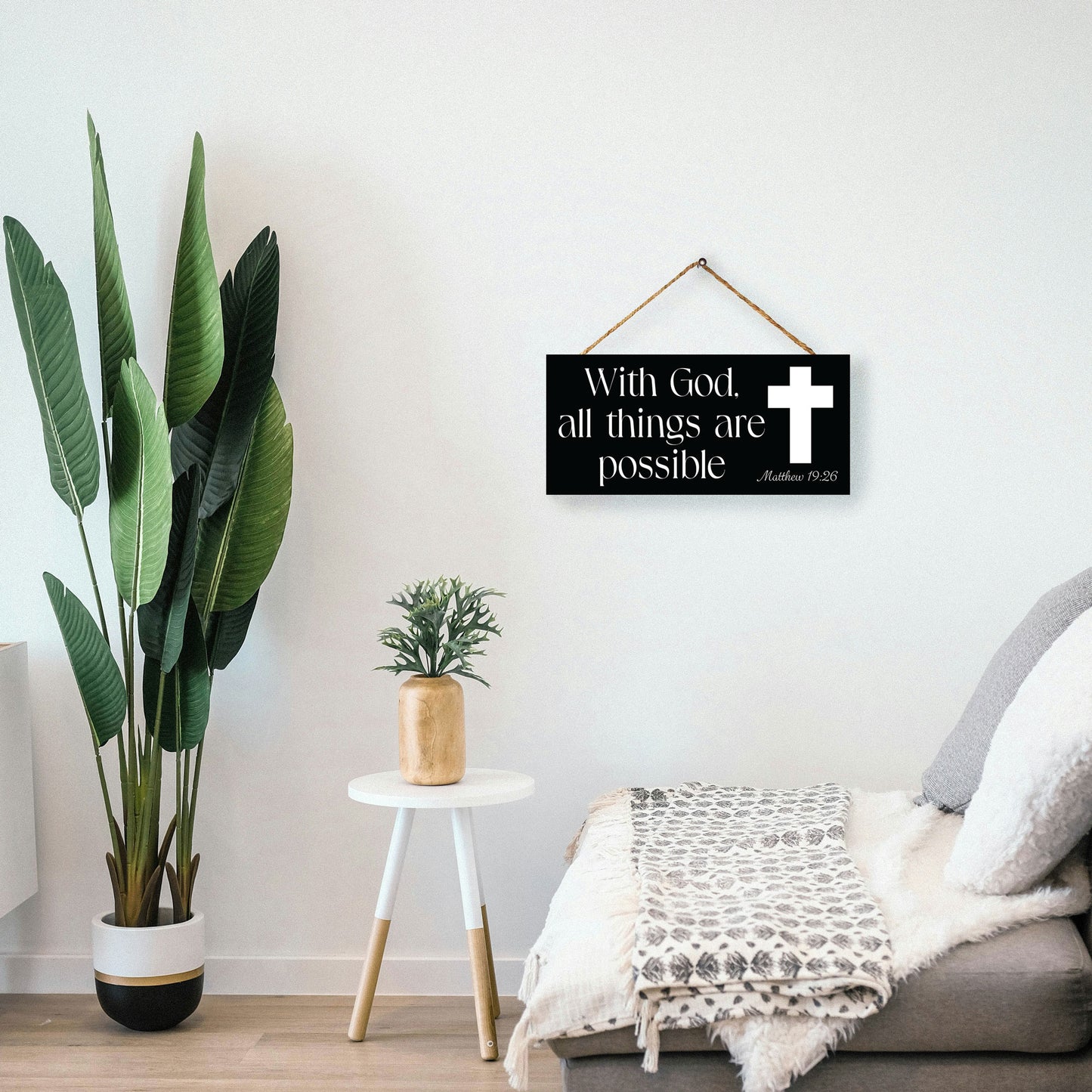 JennyGems With God All Things Are Possible Inspirational Bible Verse Decor, Faith-Based Christian Home Decoration, Scripture Wall Art