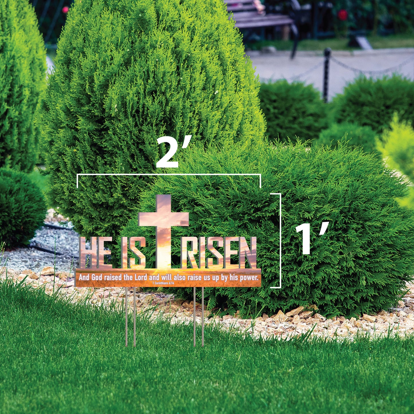 He Is Risen Outdoor Yard Sign, Sunset