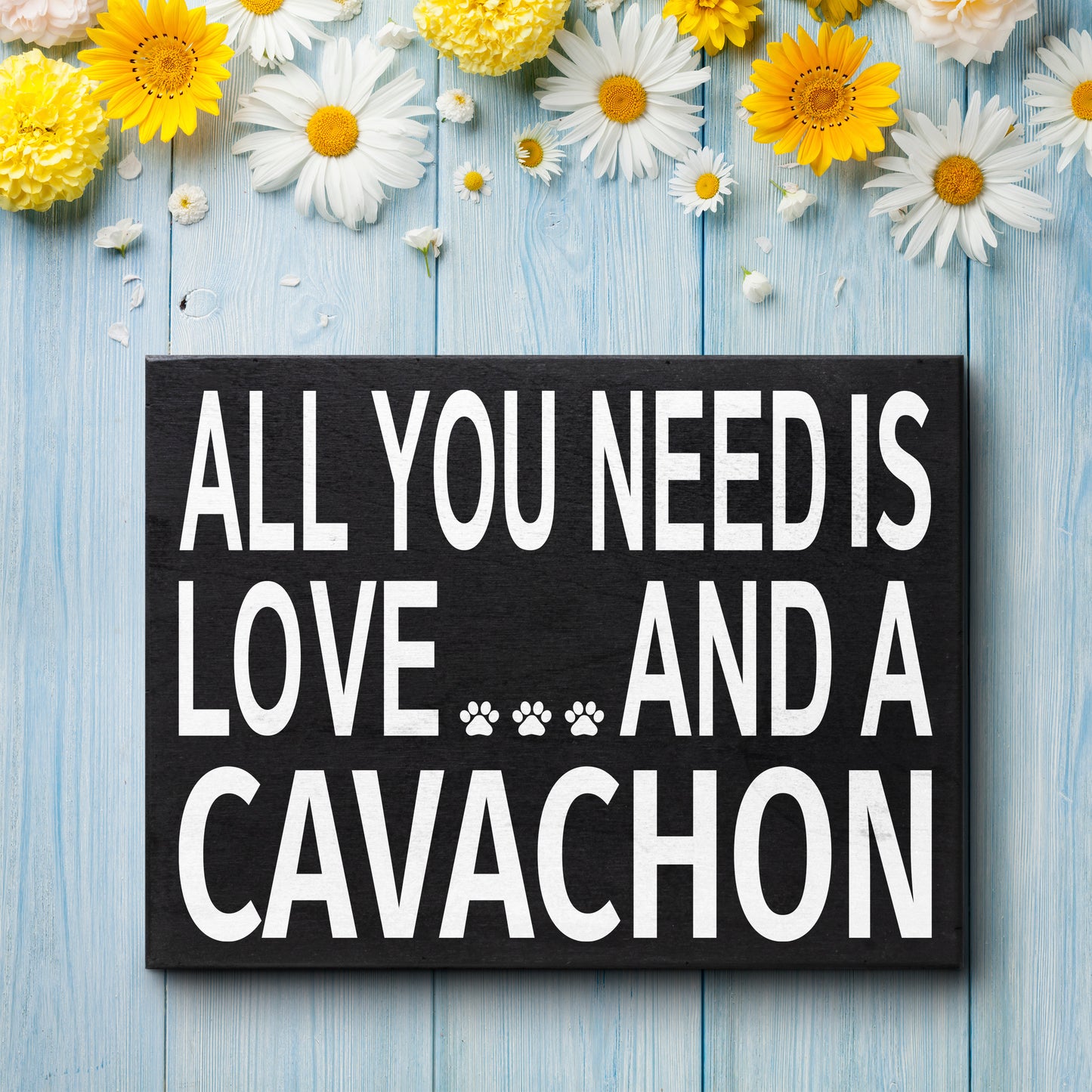 JennyGems All You Need Is Love And A Cavachon Sign, American Made 8x6 inch Wall Hanging Decor, Cavachon Gifts, Cavachon Mom Gifts, Wall Art