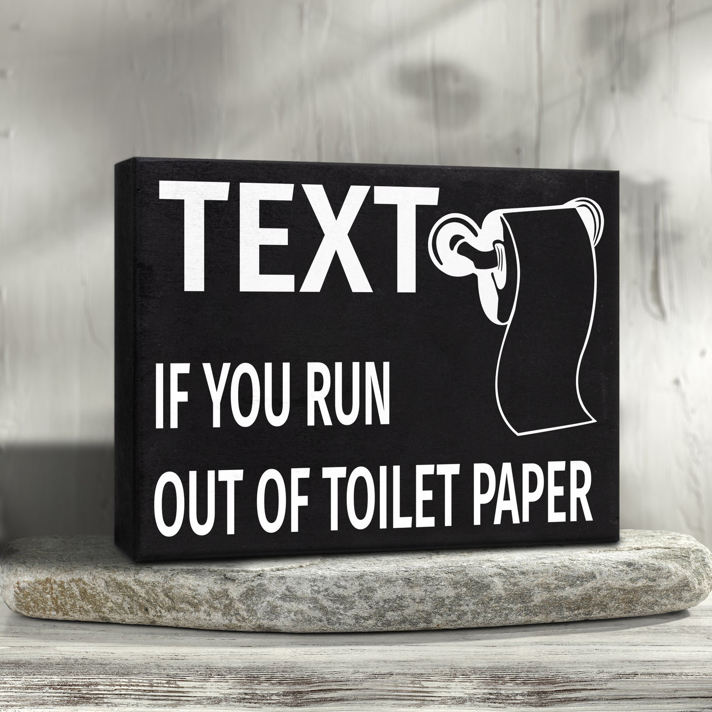 JennyGems Funny Farmhouse Bathroom Signs, Text If You Run Out Of Toilet Paper, 8x6 Inch Wood Sign, Cute Guest Bathroom Wall Art, Funny Bathroom Decor, Bathroom Wall Decor