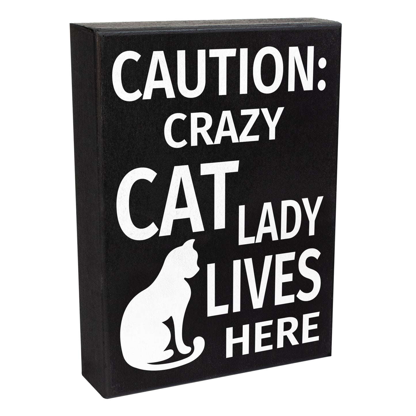 JennyGems Caution Crazy Cat Lady Lives Here Sign, 6x8 Inch Hanging Wall Art, American Made, Cat Lady Decor, Funny Cat Signs