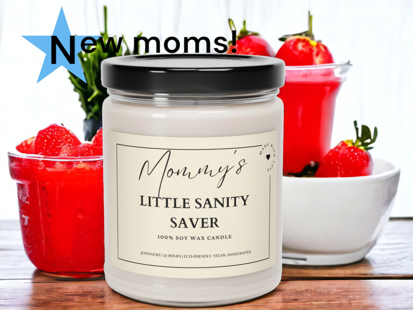 New Mom Gift Candle – ‘Mommy’s Little Sanity Saver’ | Funny Baby Shower Gift for New Moms, Postpartum Care, and Mom-to-Be Present