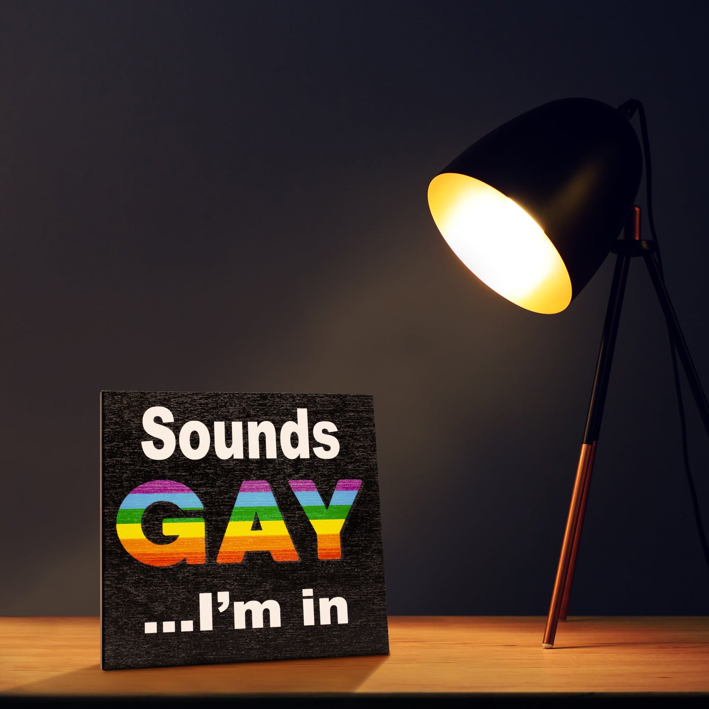 JennyGems Sounds Gay I’m in, Gay Pride Sign, LGBT Gay Lesbian Pride Gifts, Rainbow Pride Flag Sign, 5.5x5.5 Inch Wood Sign, LGBTQ Gifts, Rainbow Flag Decorations, Pride Love, American Made