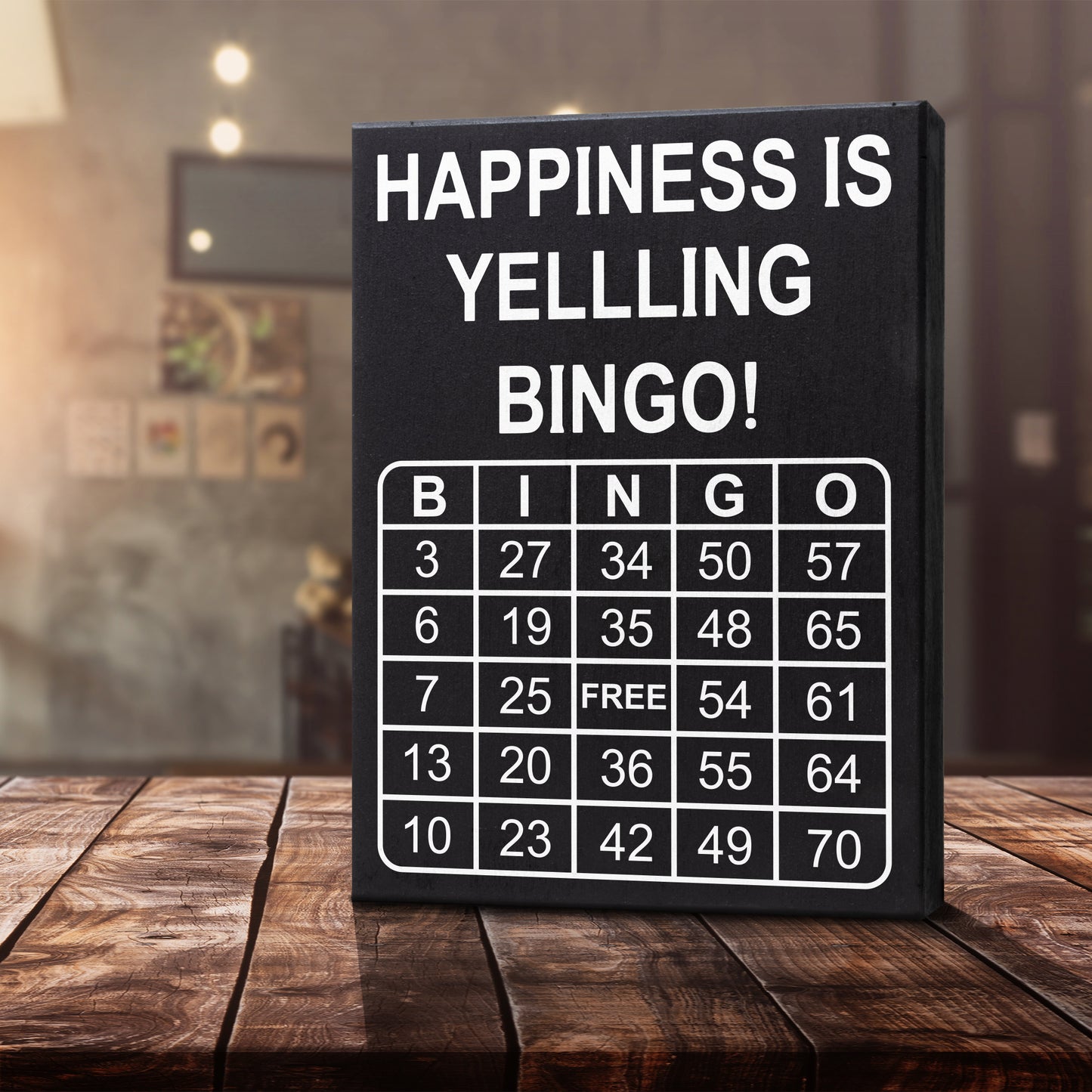 Bingo Lover Gifts - Cute Bingo Sign for Game Night, Happiness is Yelling Bingo, Perfect Grandma & Mom Gift, Bingo Queen Decor