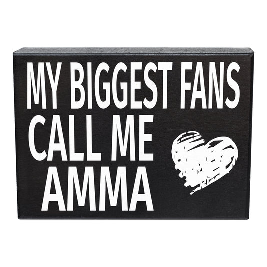 JennyGems Gifts for Amma, Amma Gifts from Grandkids, My Biggest Fans Call Me Amma Wooden Sign, Amma Birthday Gifts