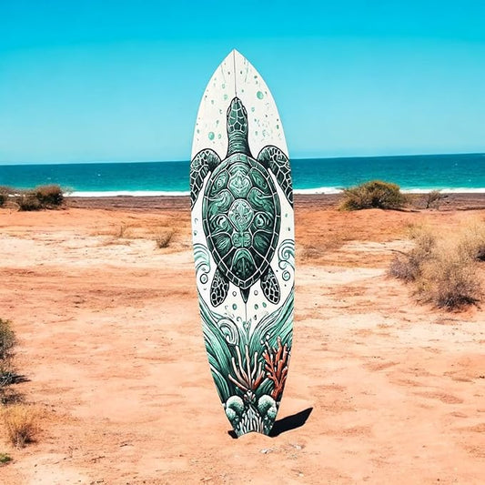 JennyGems Decorative Turtle Surfboard Wall Art, 3 ft x 10 in, PVC, Weather Resistant