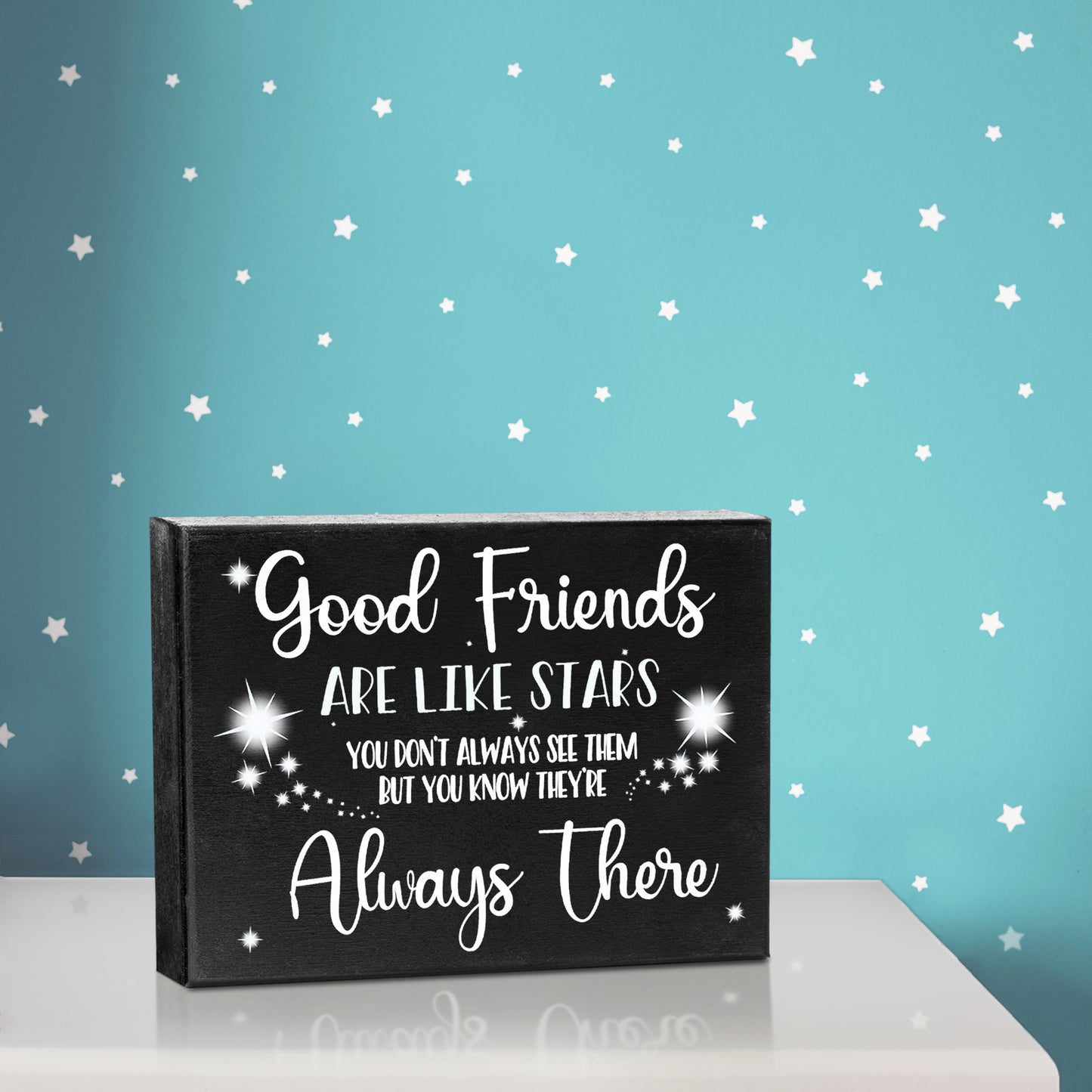 JennyGems Good Friends Are Like Stars, Friendship Gifts, Birthday Gifts for Friends, 8x6 Inch Wood Sign, Good Friends Gifts Sign Decor, Graduation Going Away Gifts for Friend